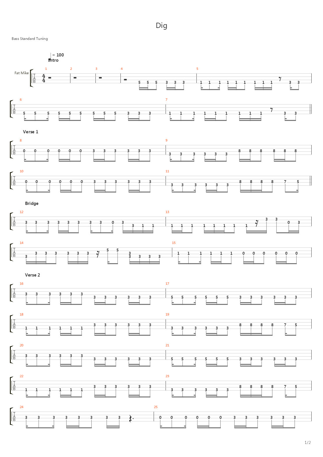 Dig吉他谱