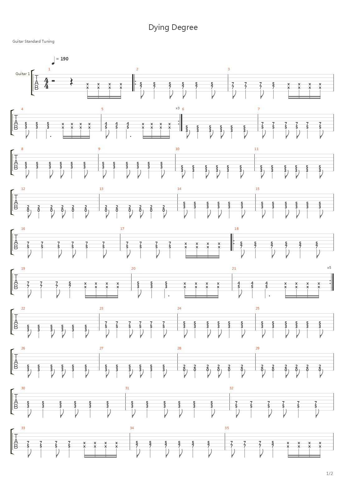 Dying Degree吉他谱
