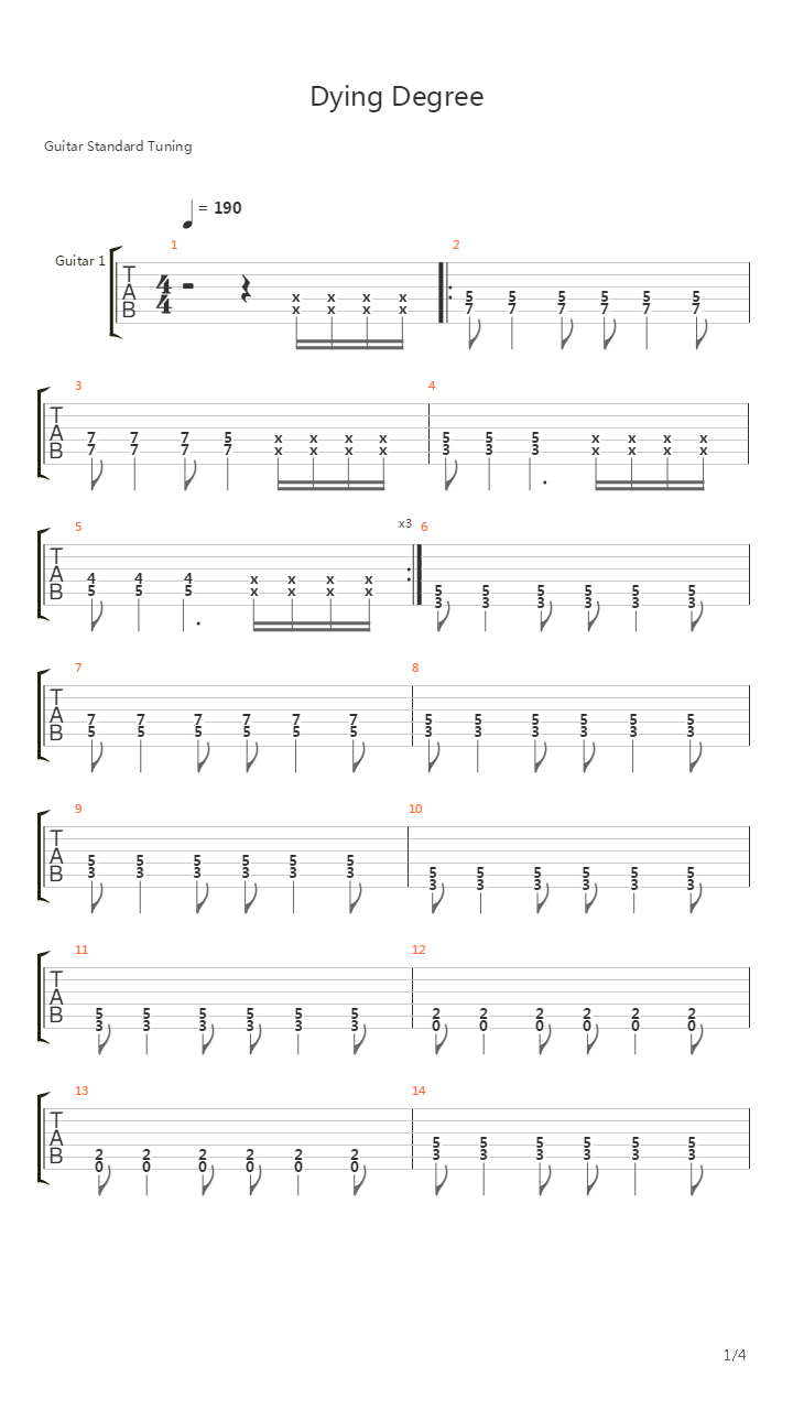 Dying Degree吉他谱