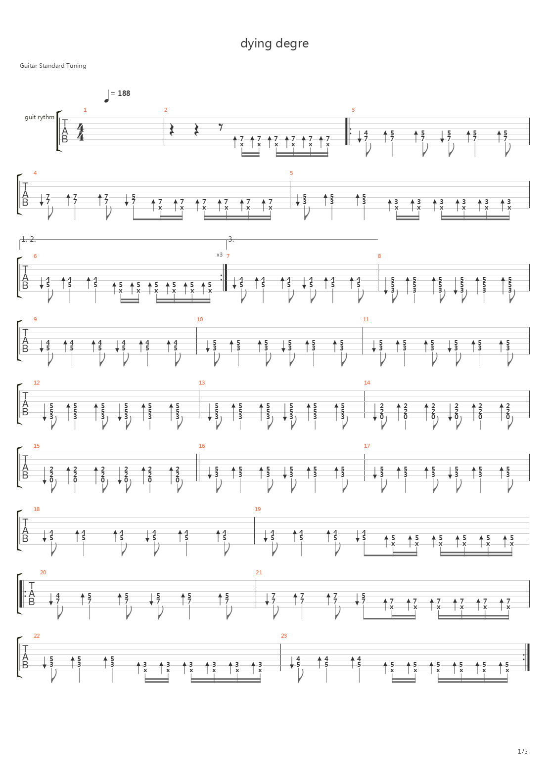 Dying Degree吉他谱