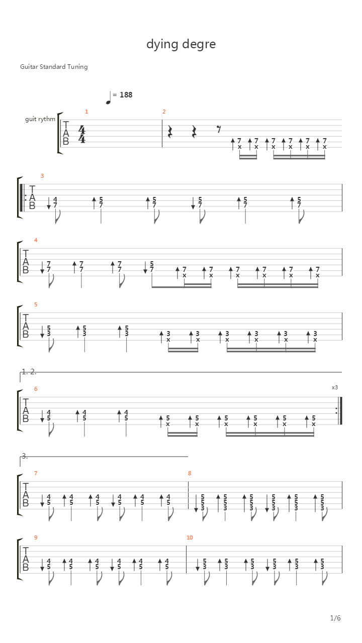 Dying Degree吉他谱