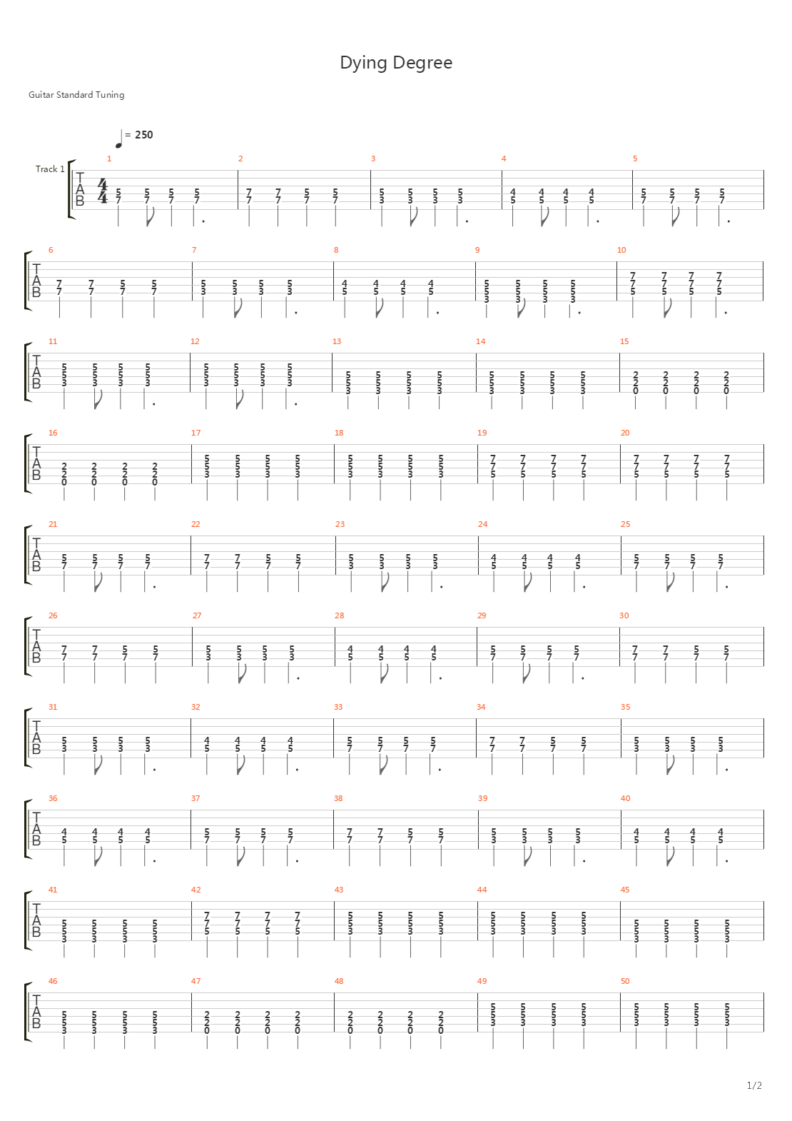 Dying Degree吉他谱