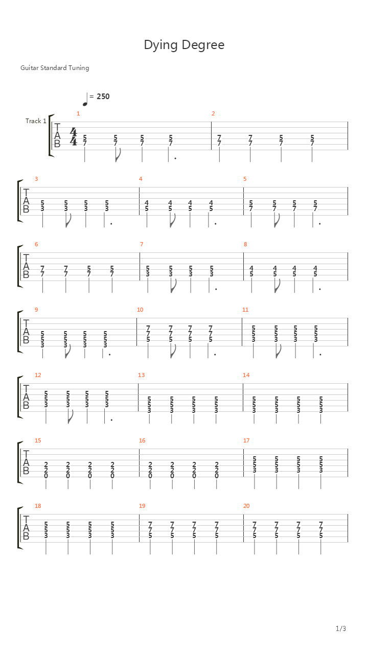 Dying Degree吉他谱