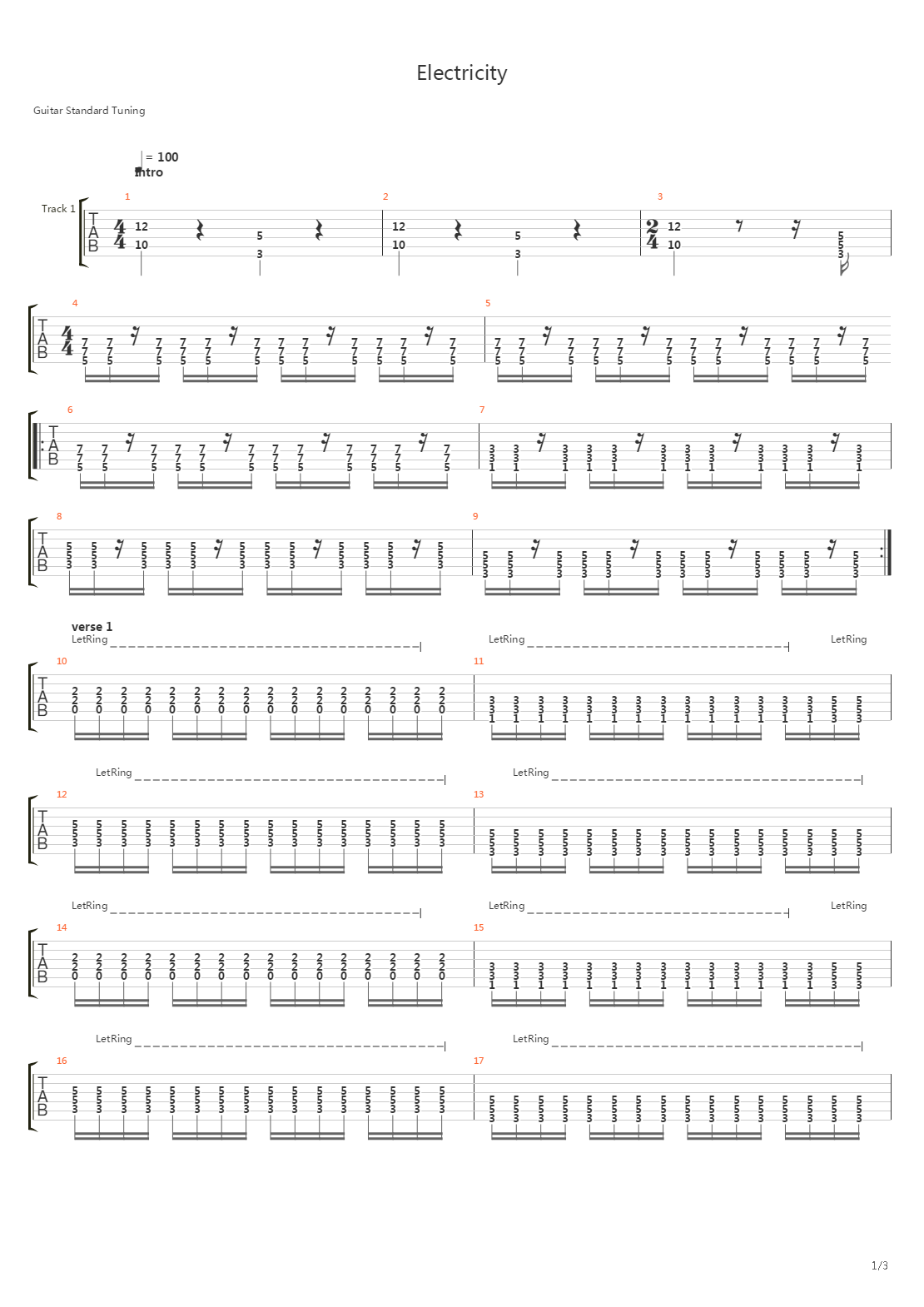 Electricity吉他谱