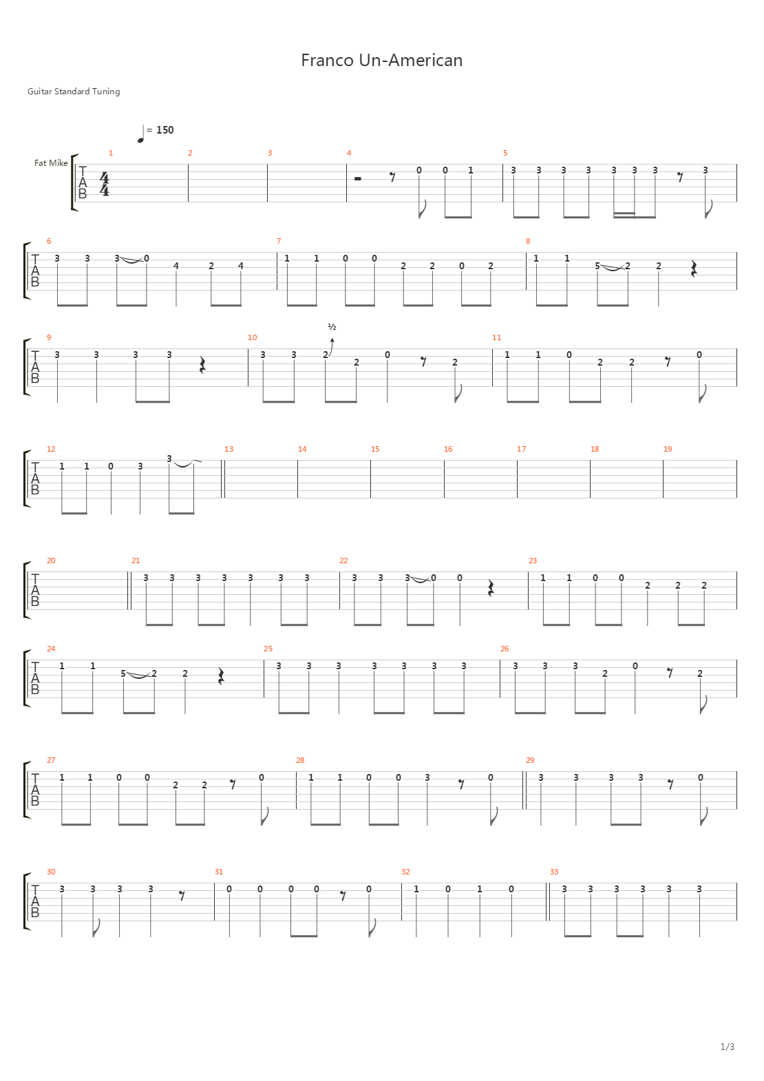 Franco Unamerican吉他谱