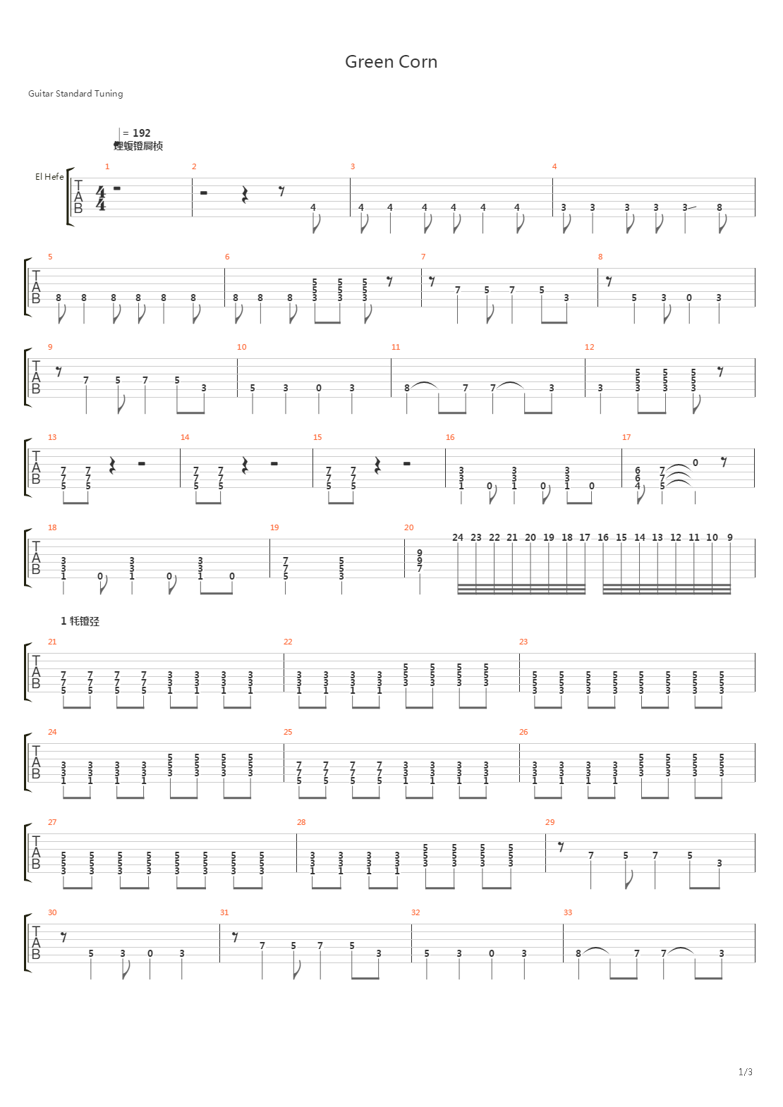 Green Corn吉他谱