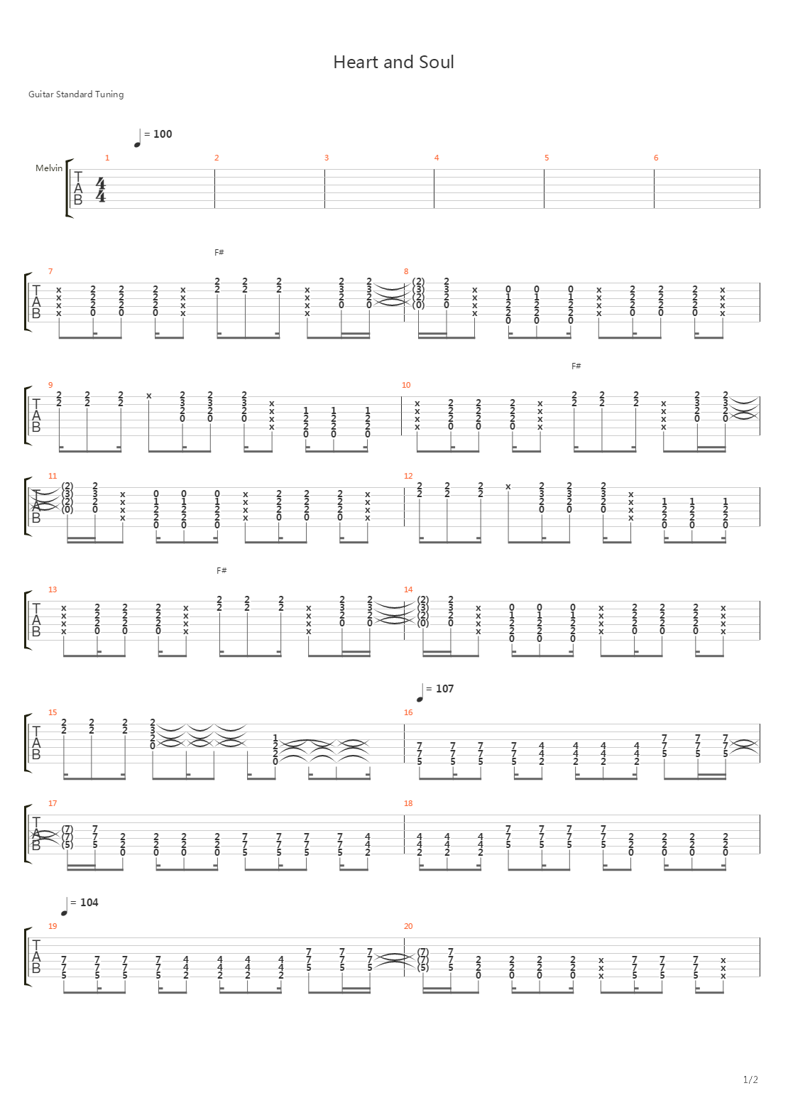Heart And Soul吉他谱