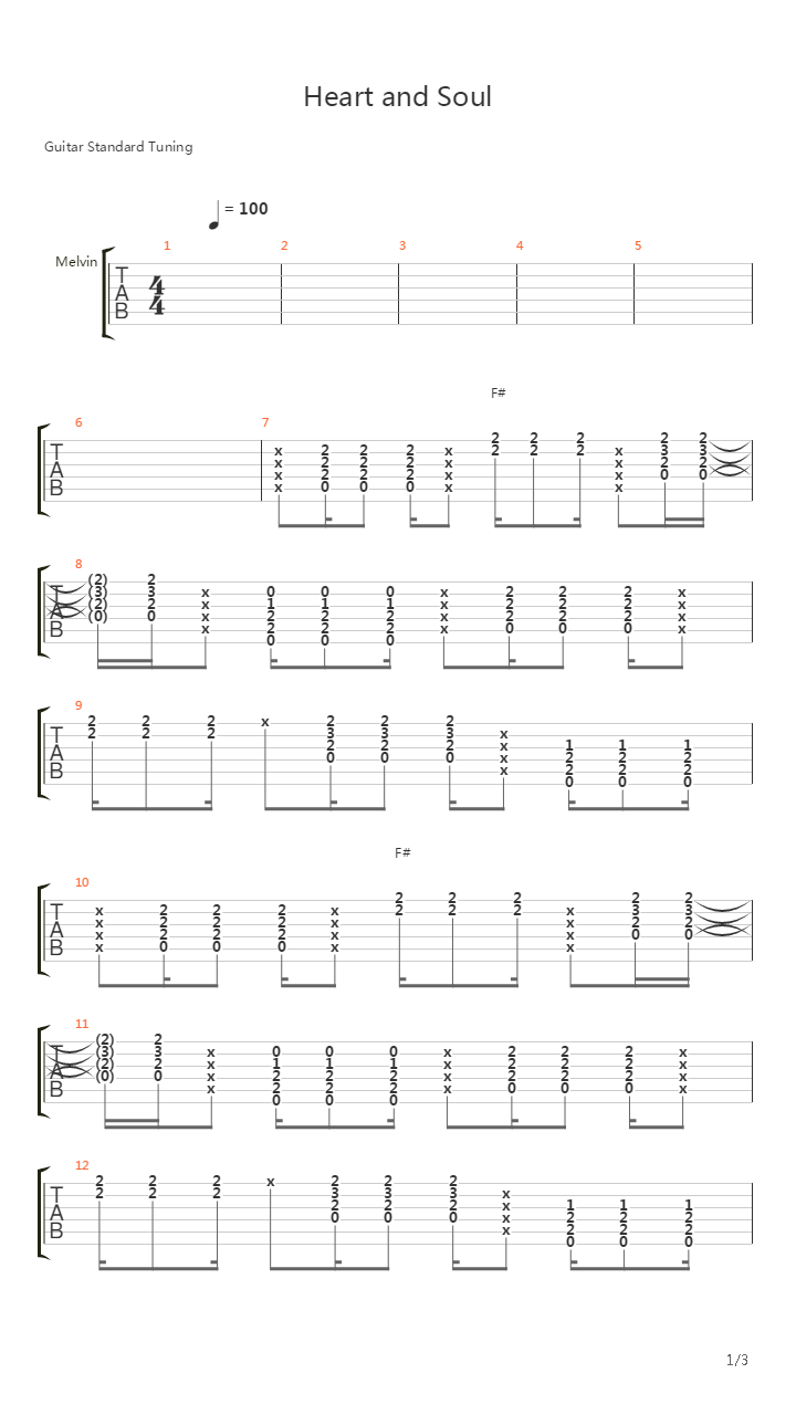 Heart And Soul吉他谱