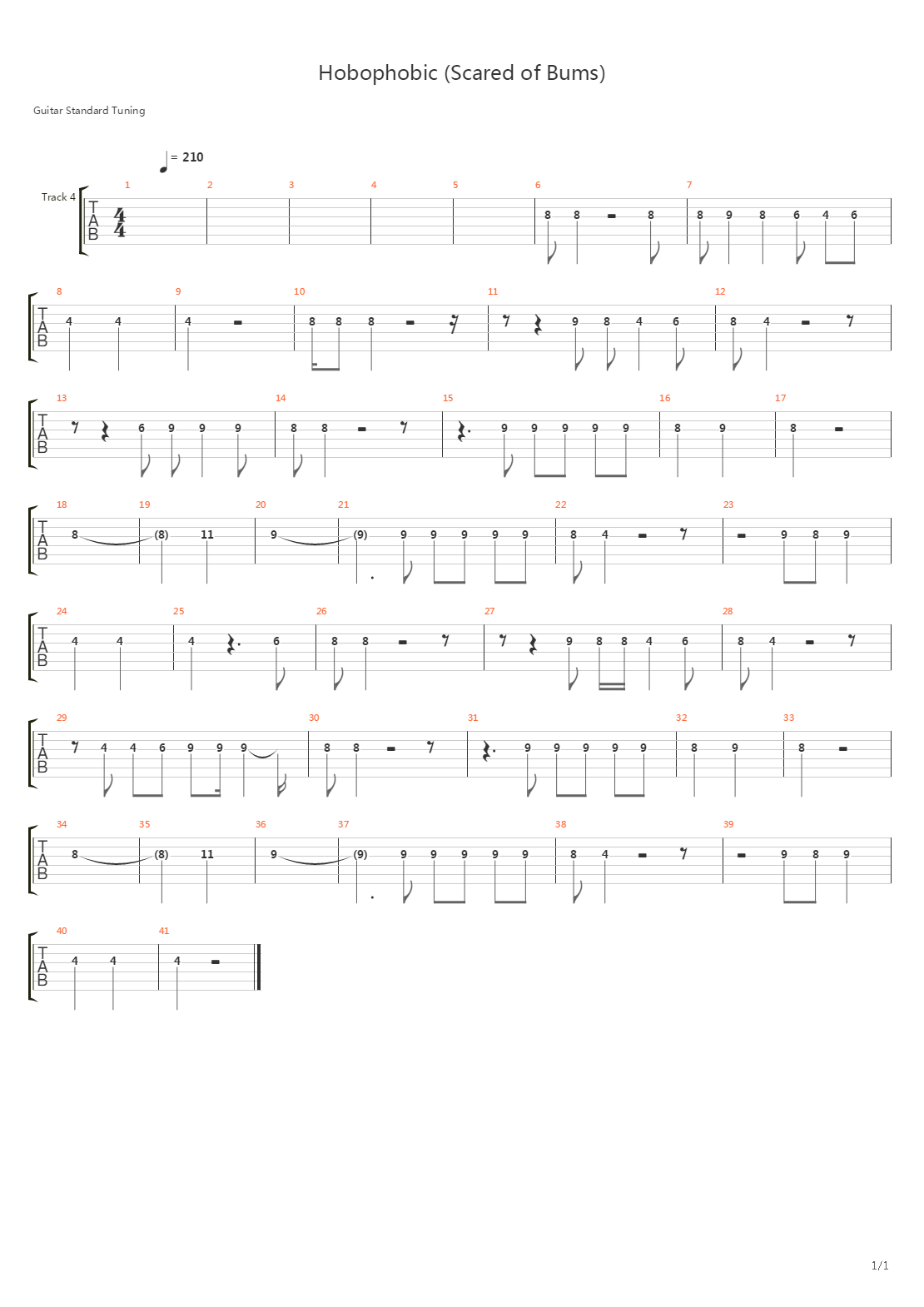 Hobophobic Scared Of Bums吉他谱