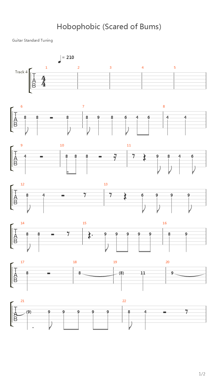 Hobophobic Scared Of Bums吉他谱