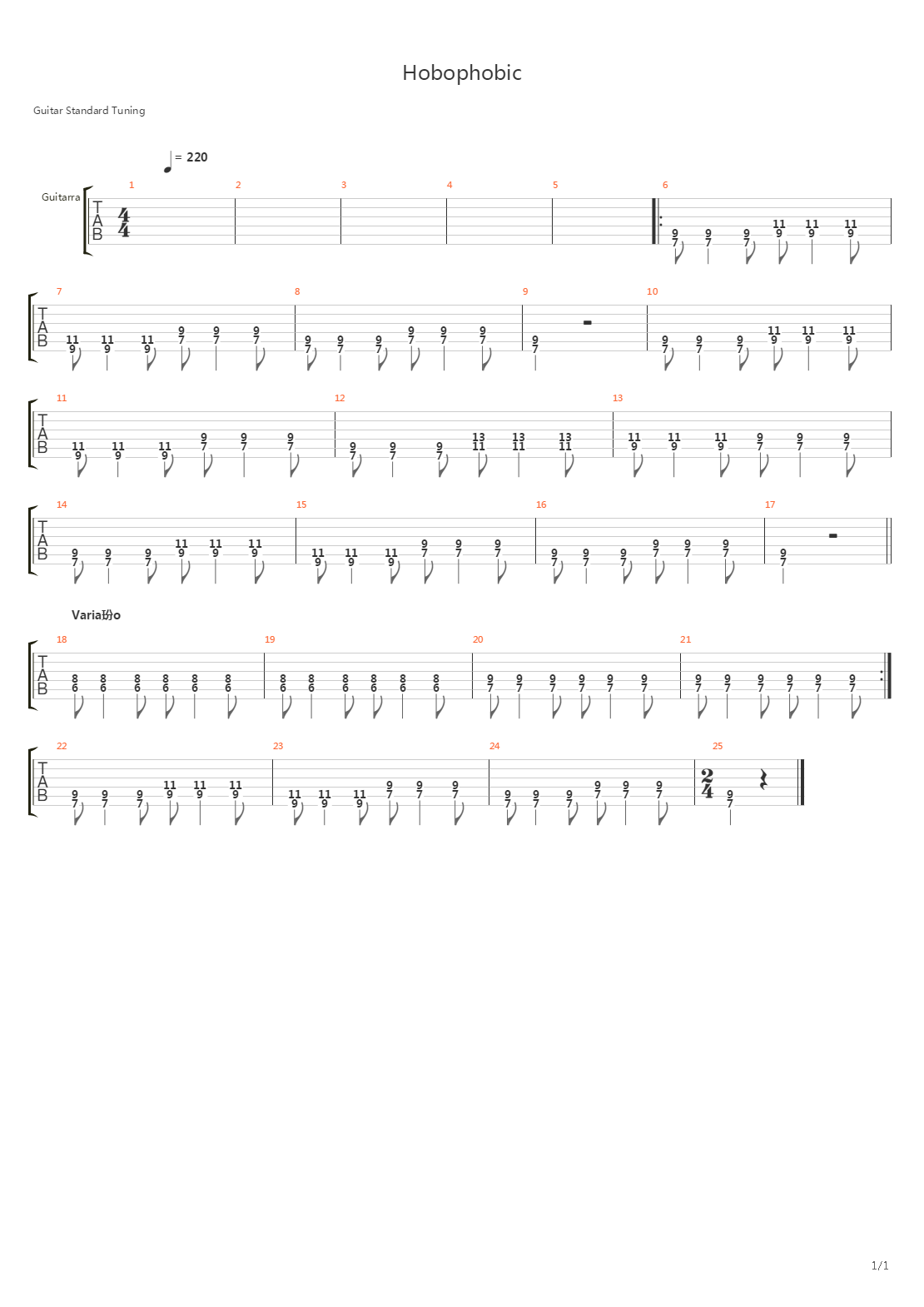Hobophobic吉他谱