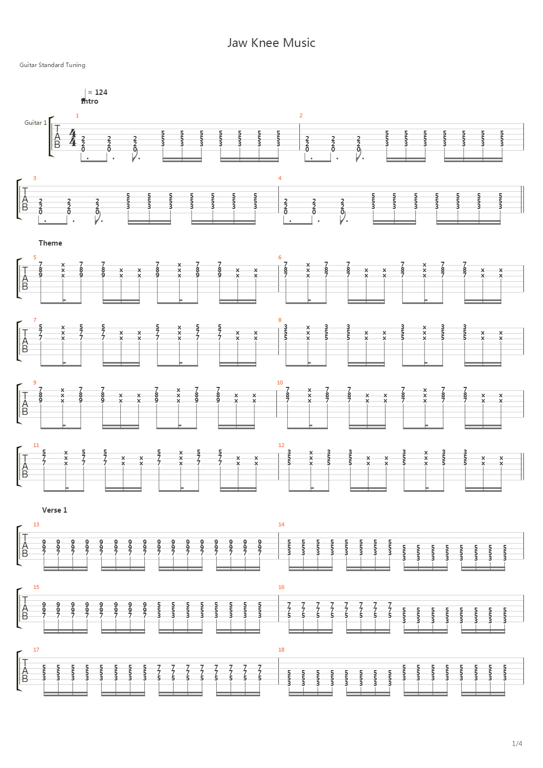 Jaw Knee Music吉他谱