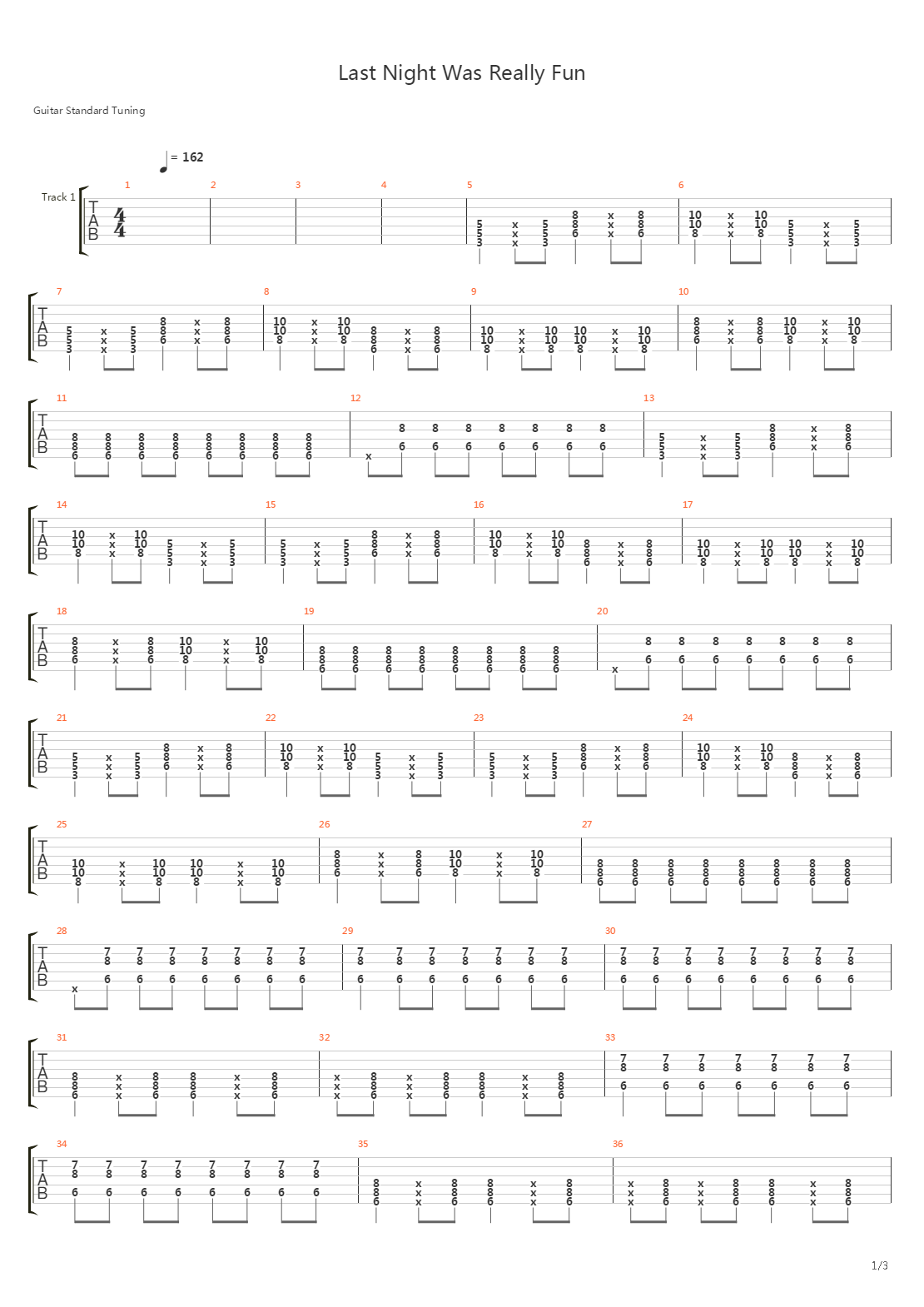 Last Night Was Really Fun吉他谱
