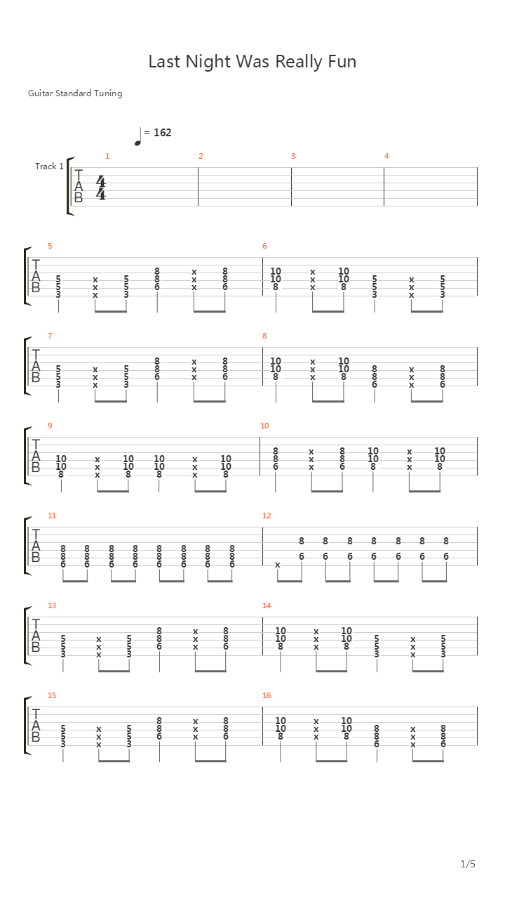 Last Night Was Really Fun吉他谱