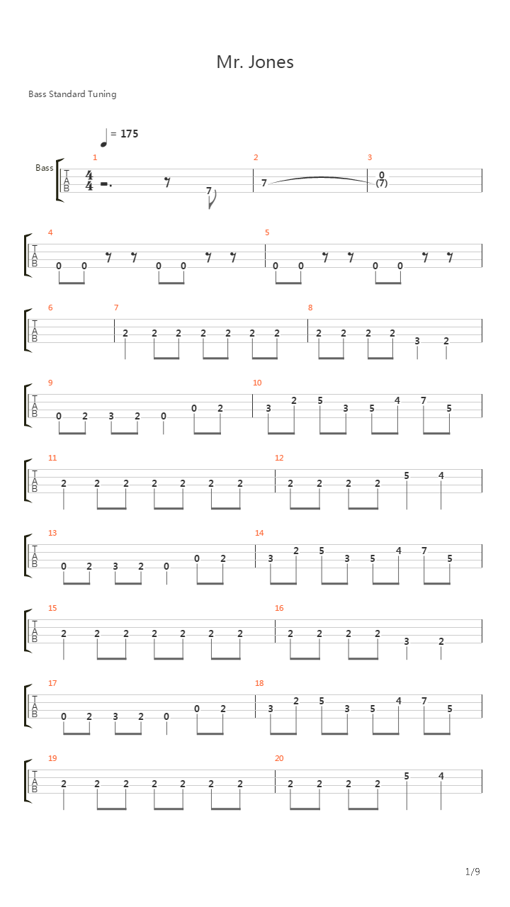 Mr Jones吉他谱