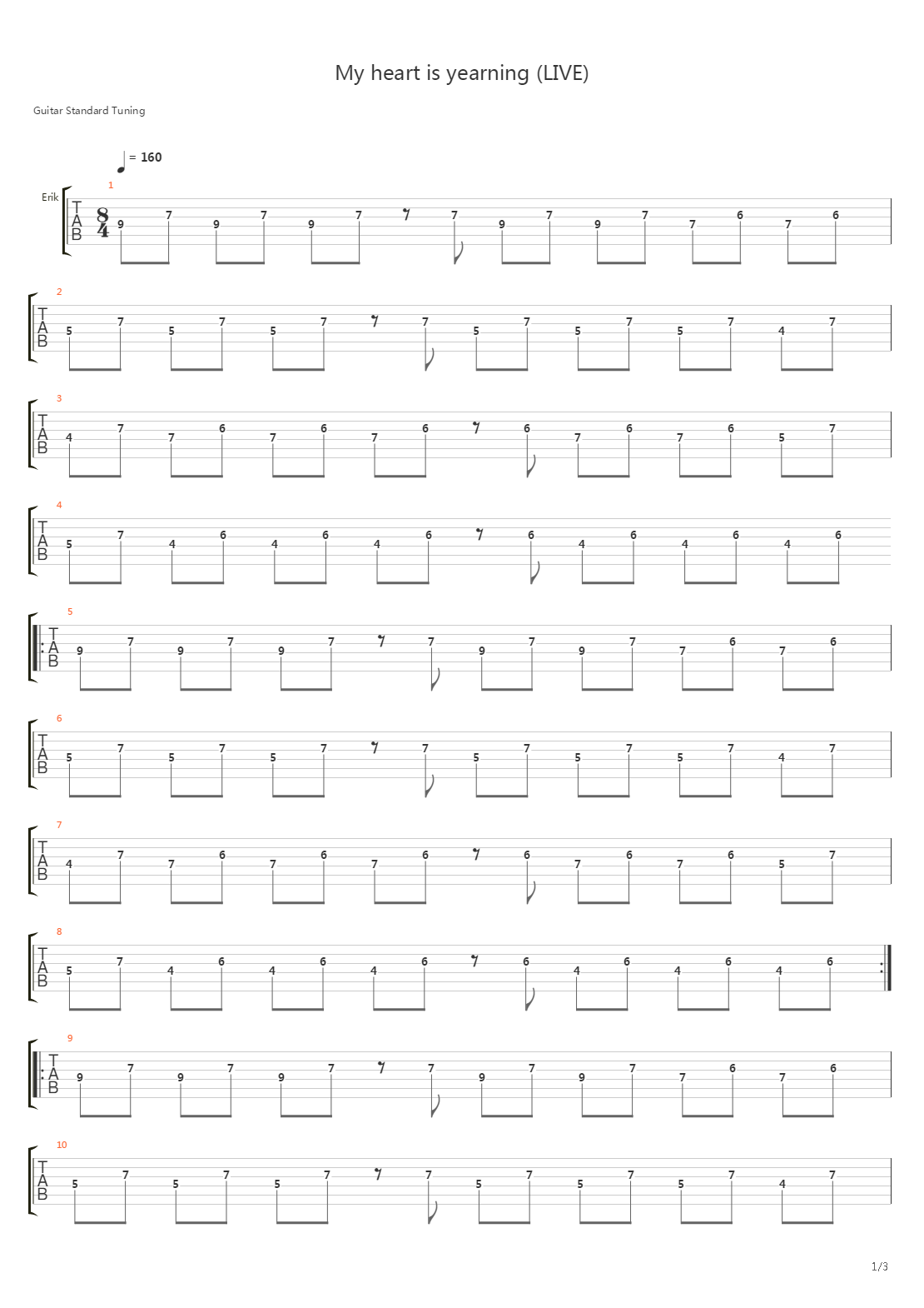 My Heart Is Yearning吉他谱
