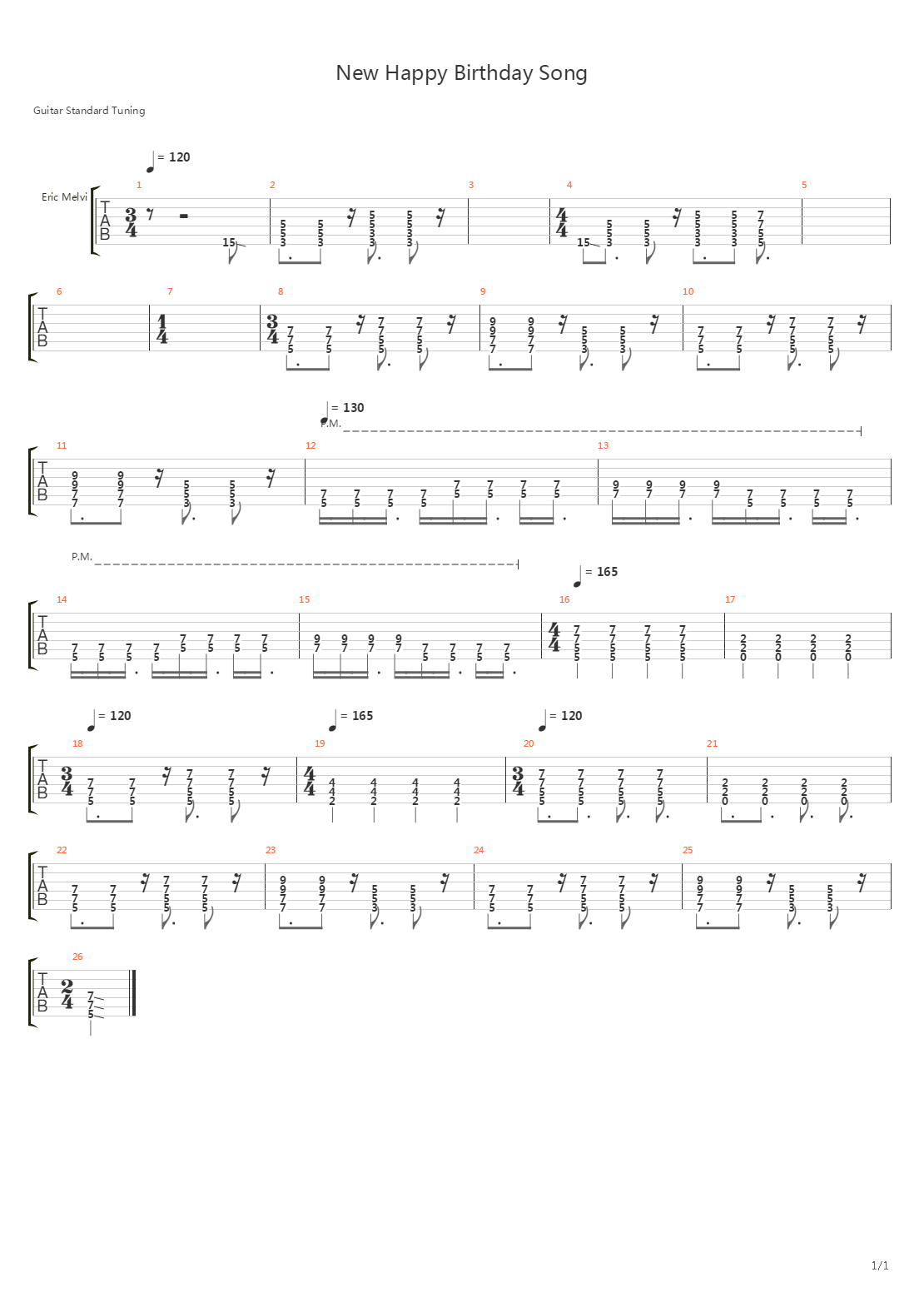 New Happy Birthday Song吉他谱
