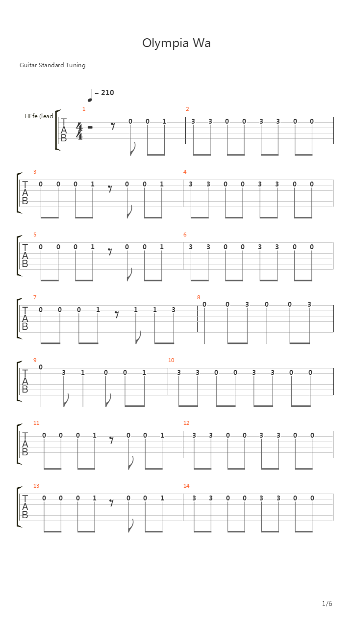 Olympia Wa吉他谱