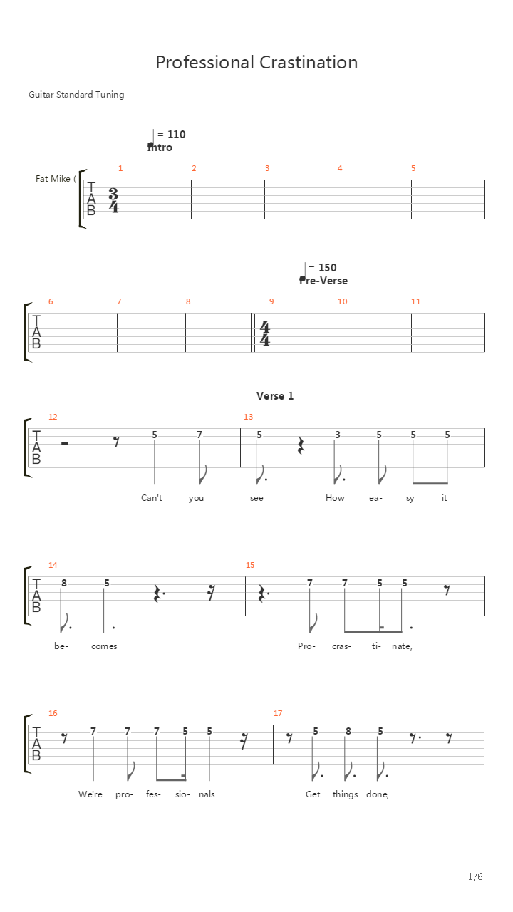 Professional Crastination吉他谱