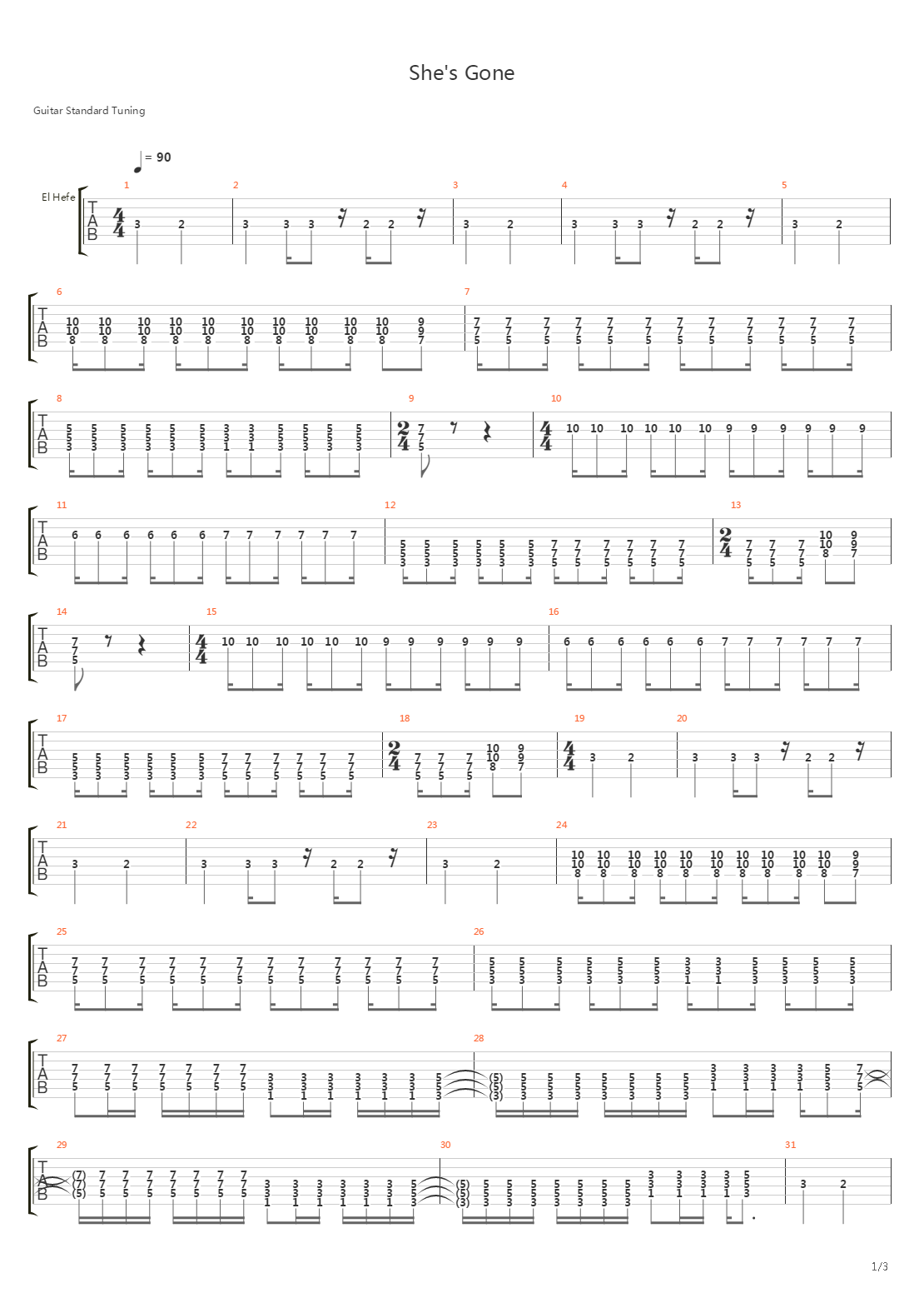 Shes Gone Ver 3吉他谱