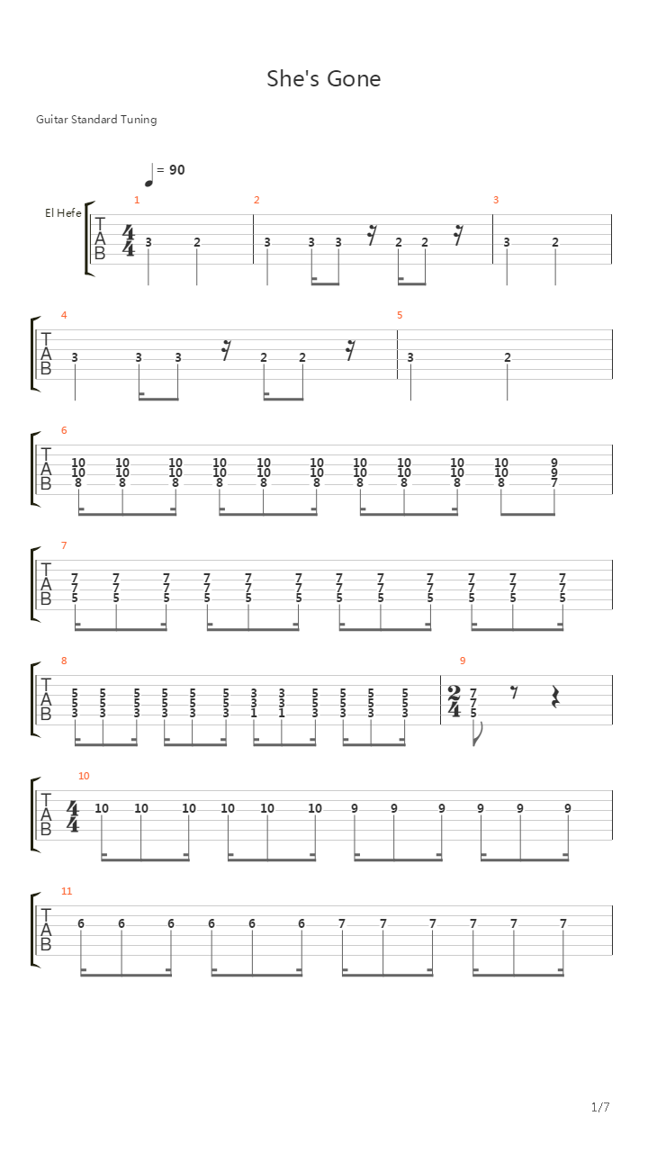 Shes Gone Ver 3吉他谱