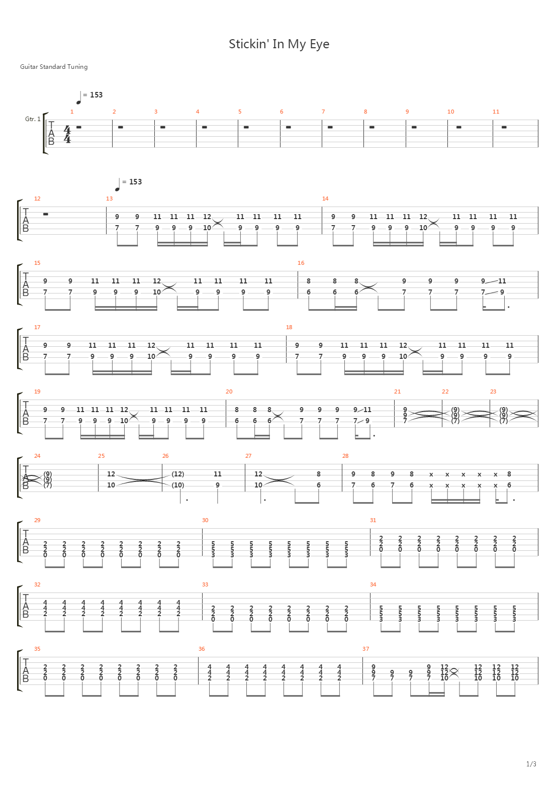 Stickin In My Eye吉他谱