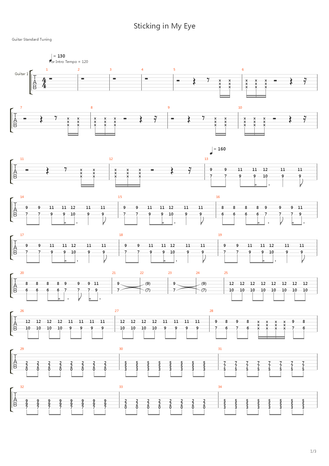 Sticking In My Eye吉他谱
