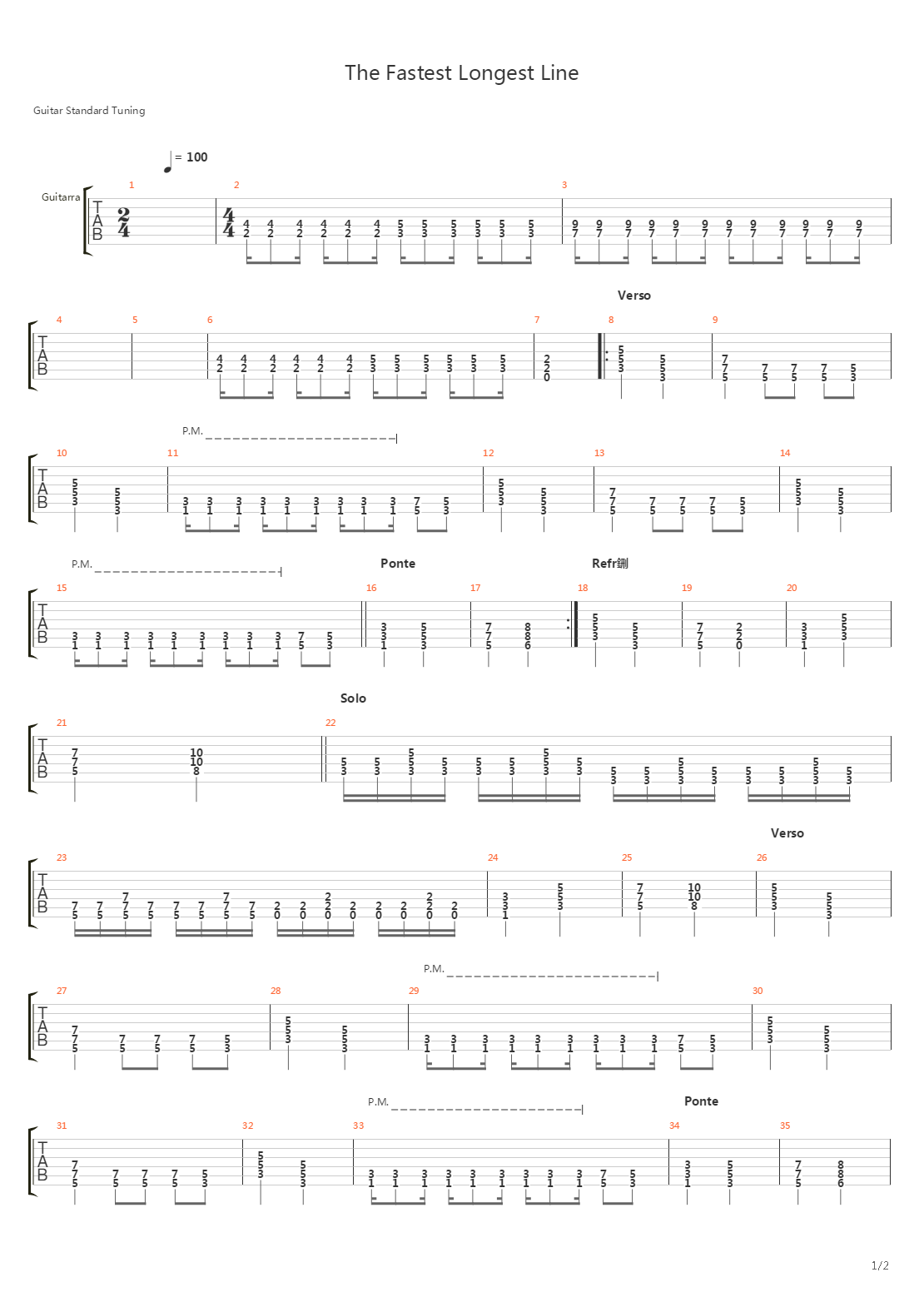 The Fastest Longest Line吉他谱