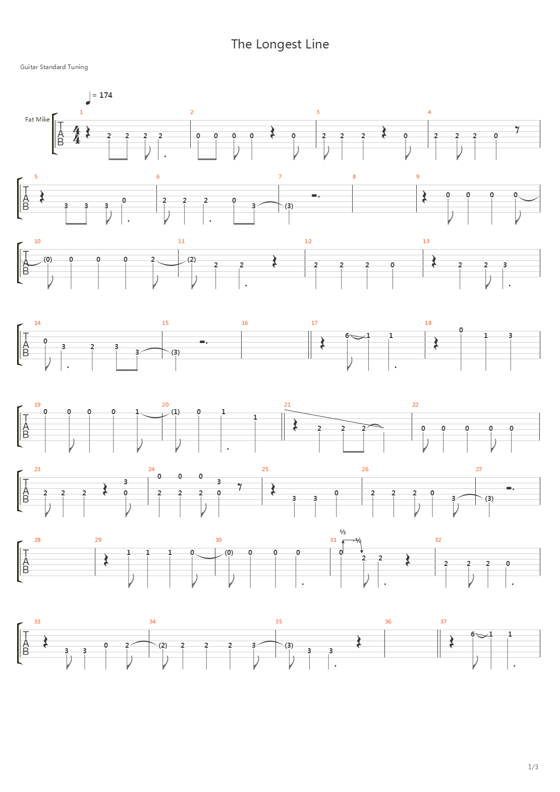 The Longest Line吉他谱