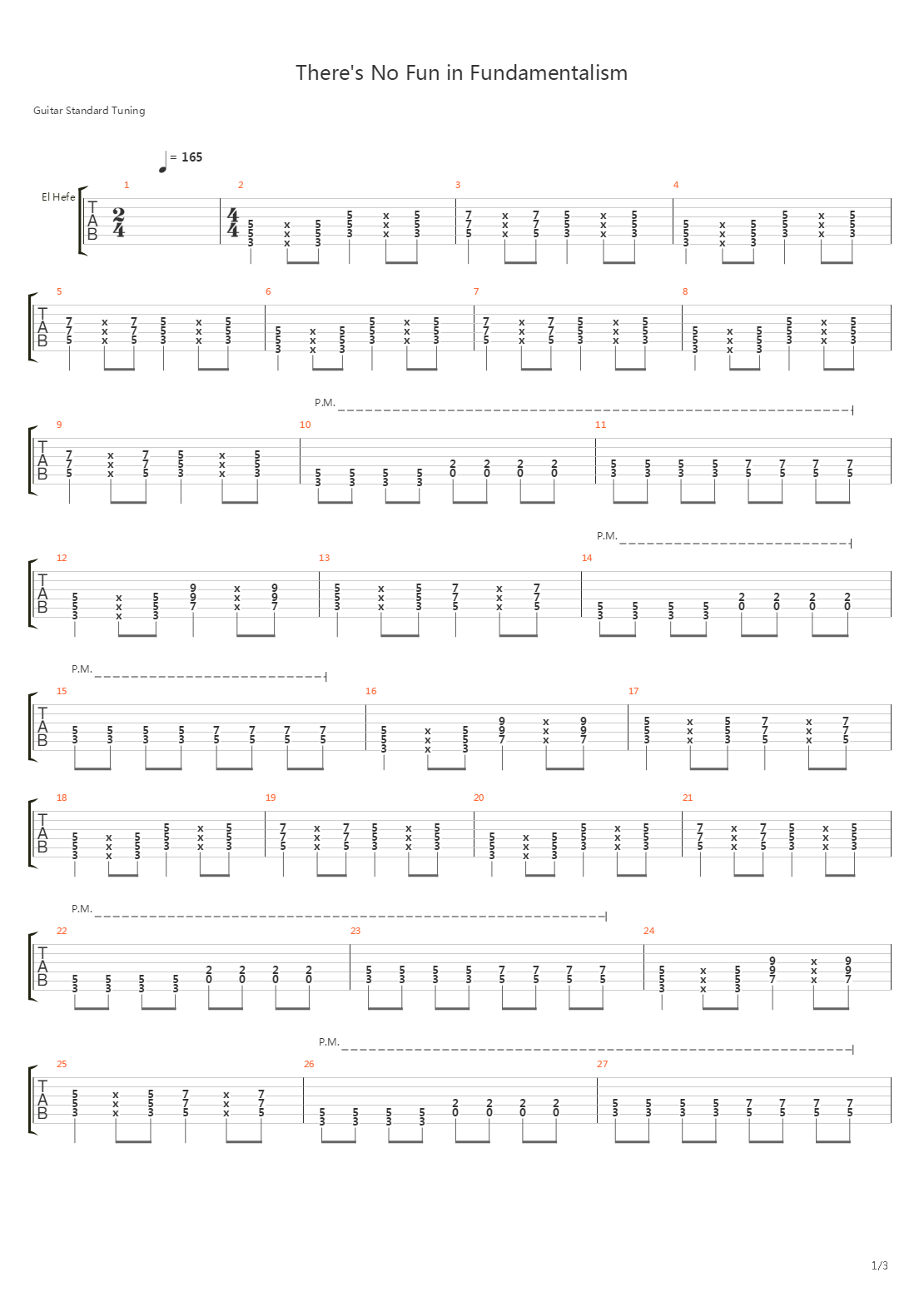 Theres No Fun In Fundamentalism吉他谱