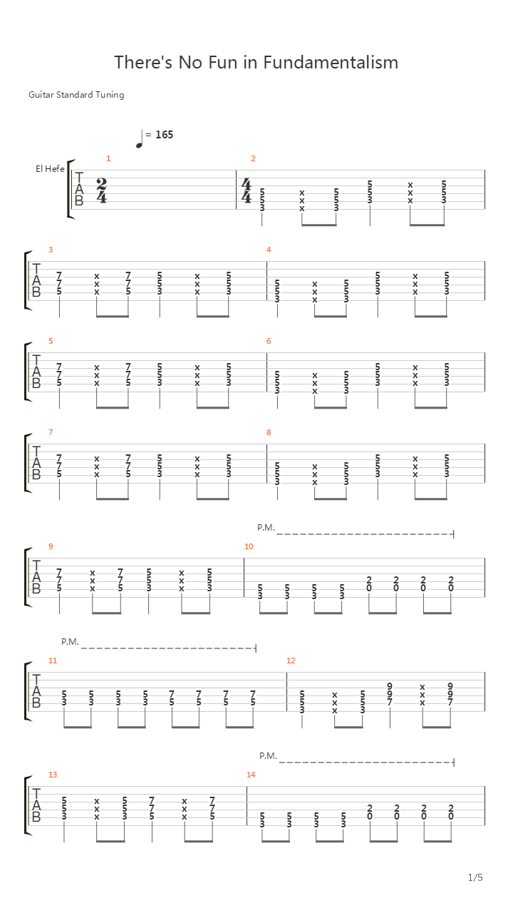 Theres No Fun In Fundamentalism吉他谱