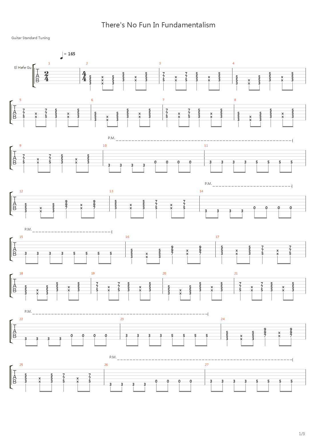 Theres No Fun In Fundamentalism吉他谱