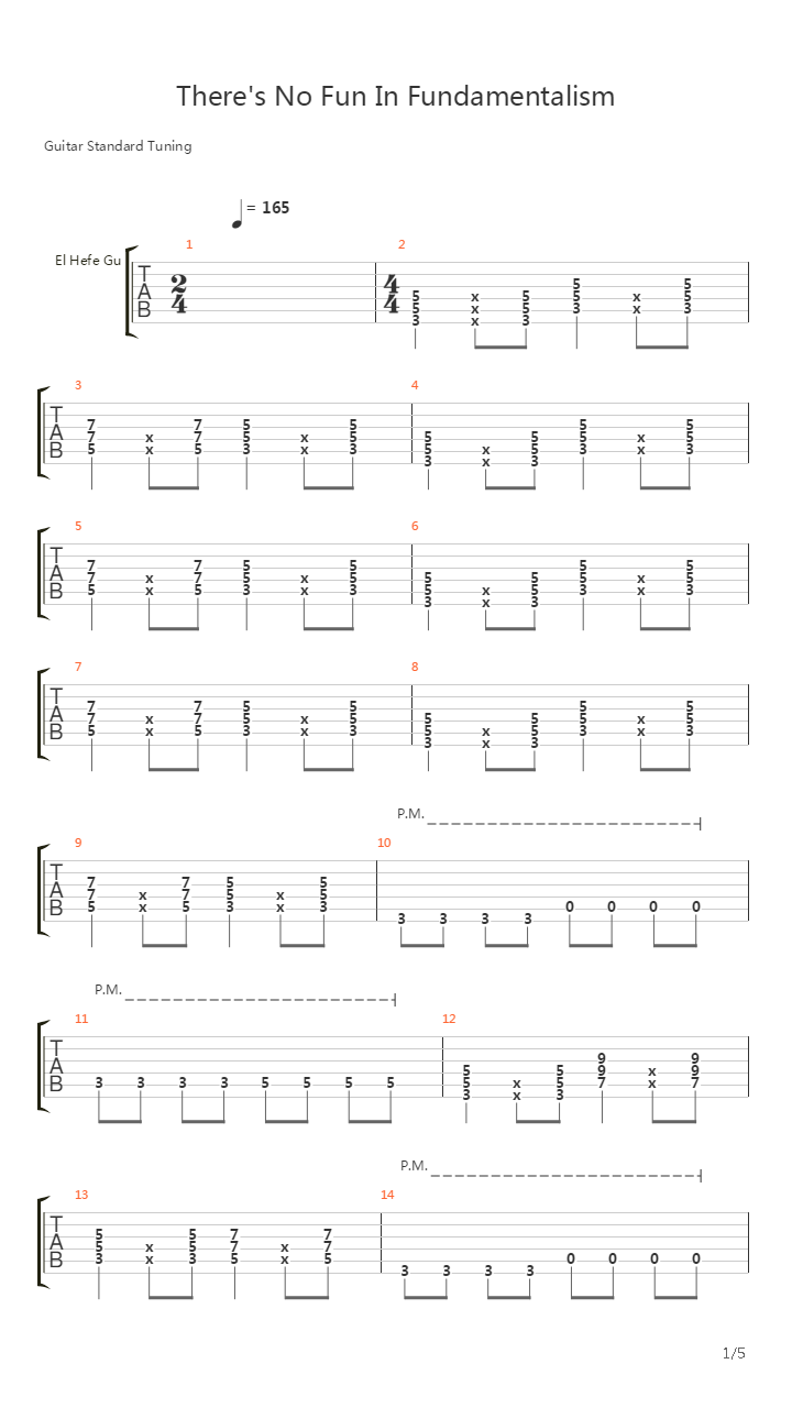 Theres No Fun In Fundamentalism吉他谱