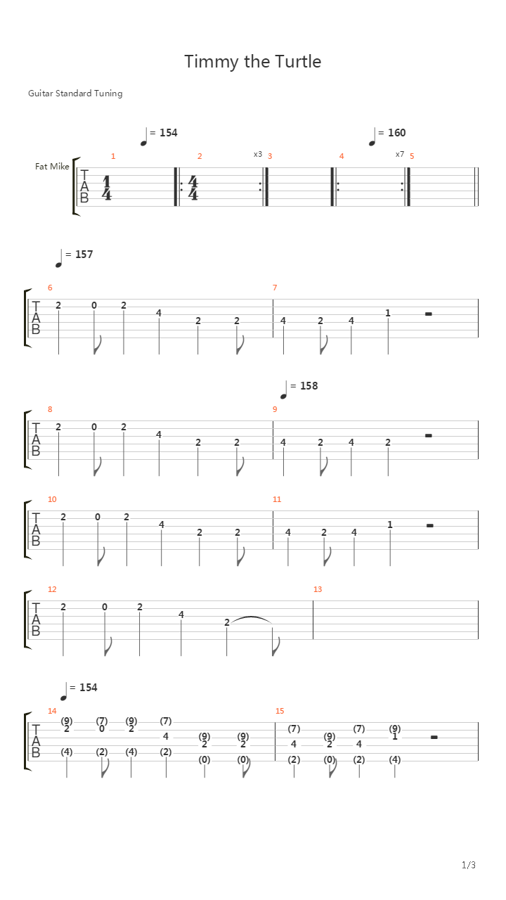 Timmy The Turtle吉他谱