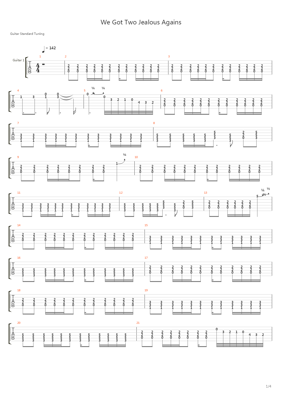 We Got Two Jealous Agains吉他谱