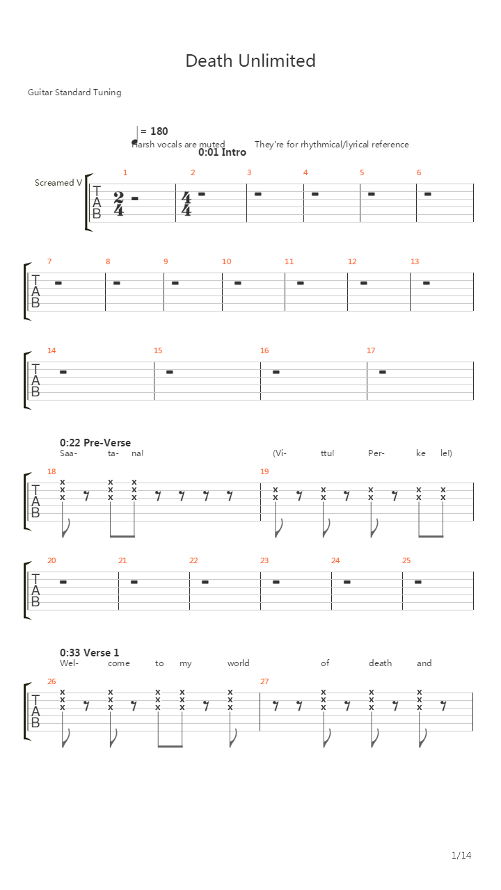 Death Unlimited吉他谱