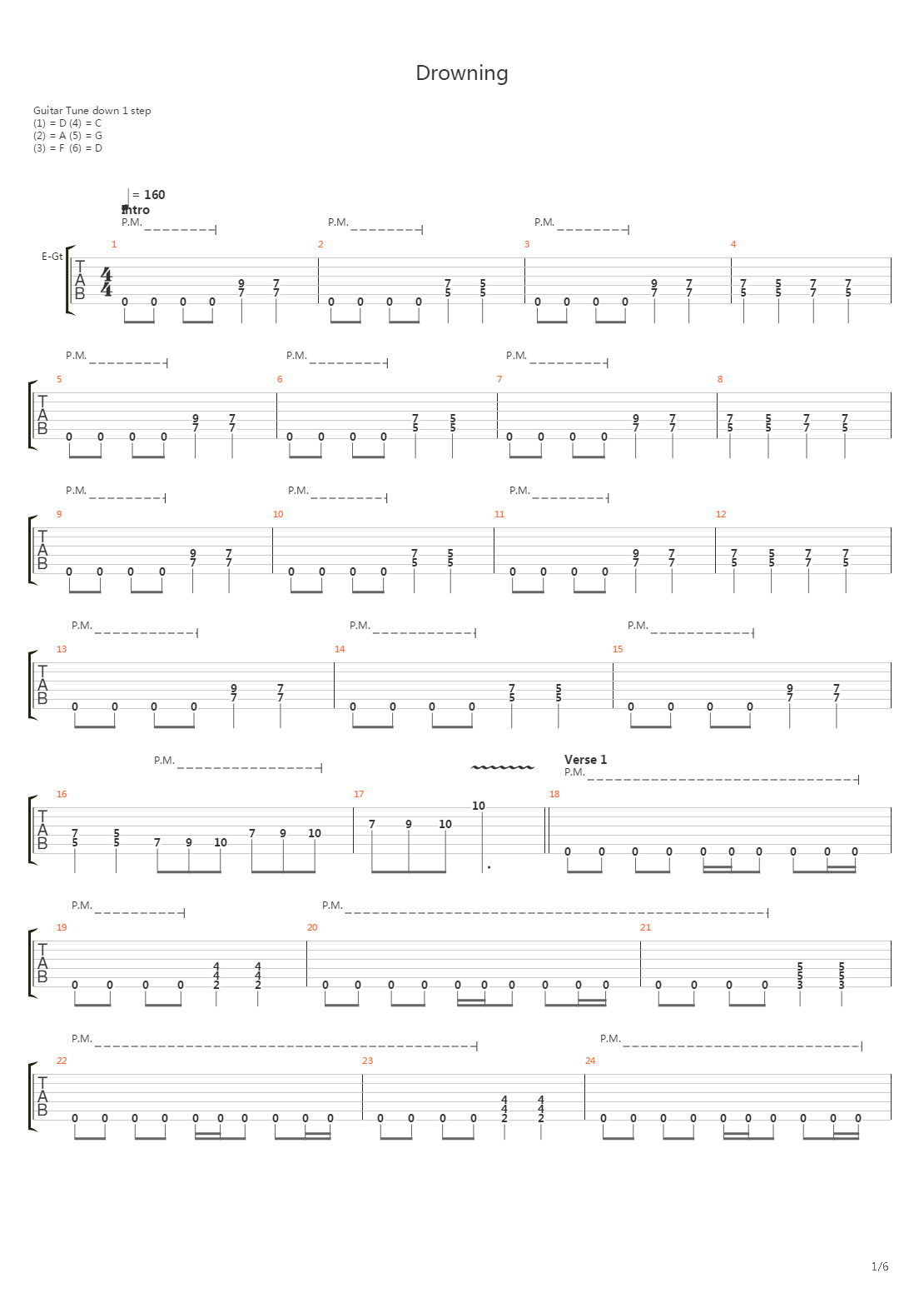Drowning吉他谱