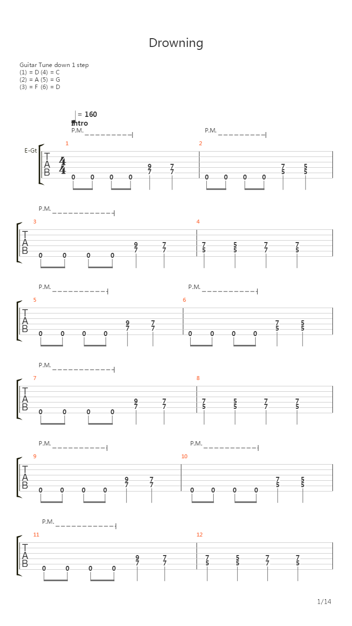 Drowning吉他谱