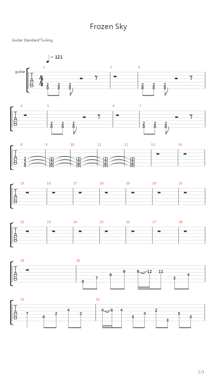 Frozen Sky吉他谱