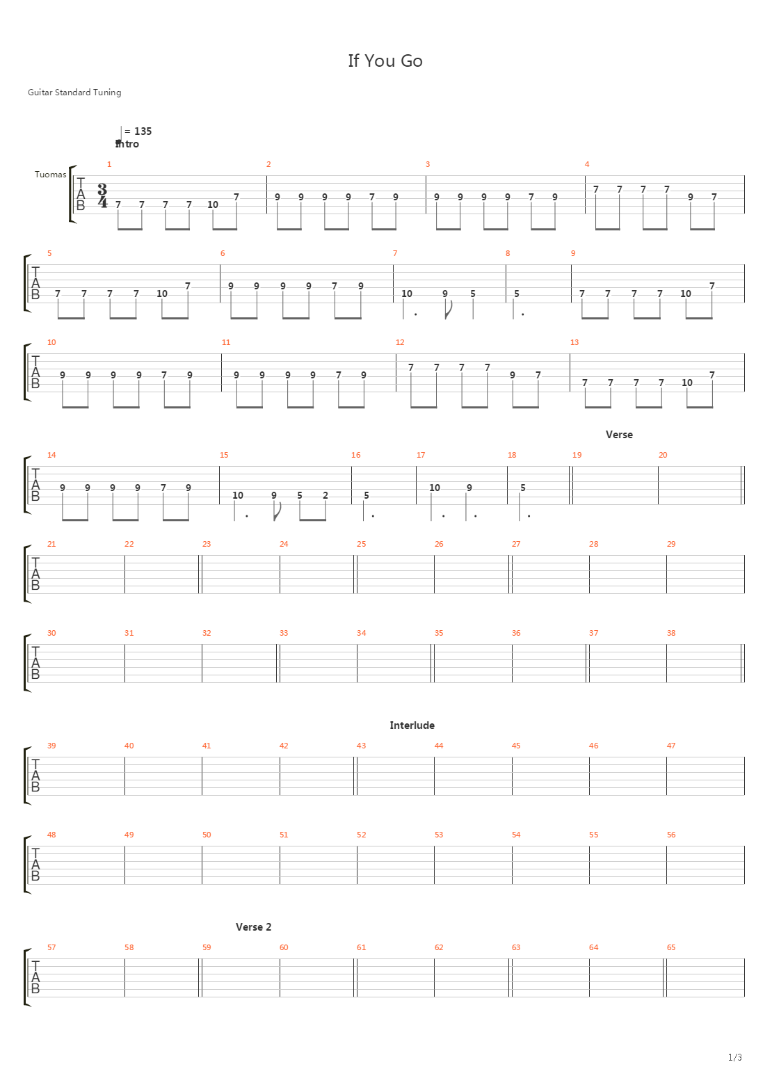 If You Go吉他谱