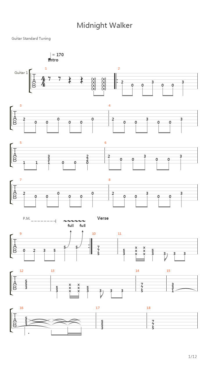 Midnight Walker吉他谱