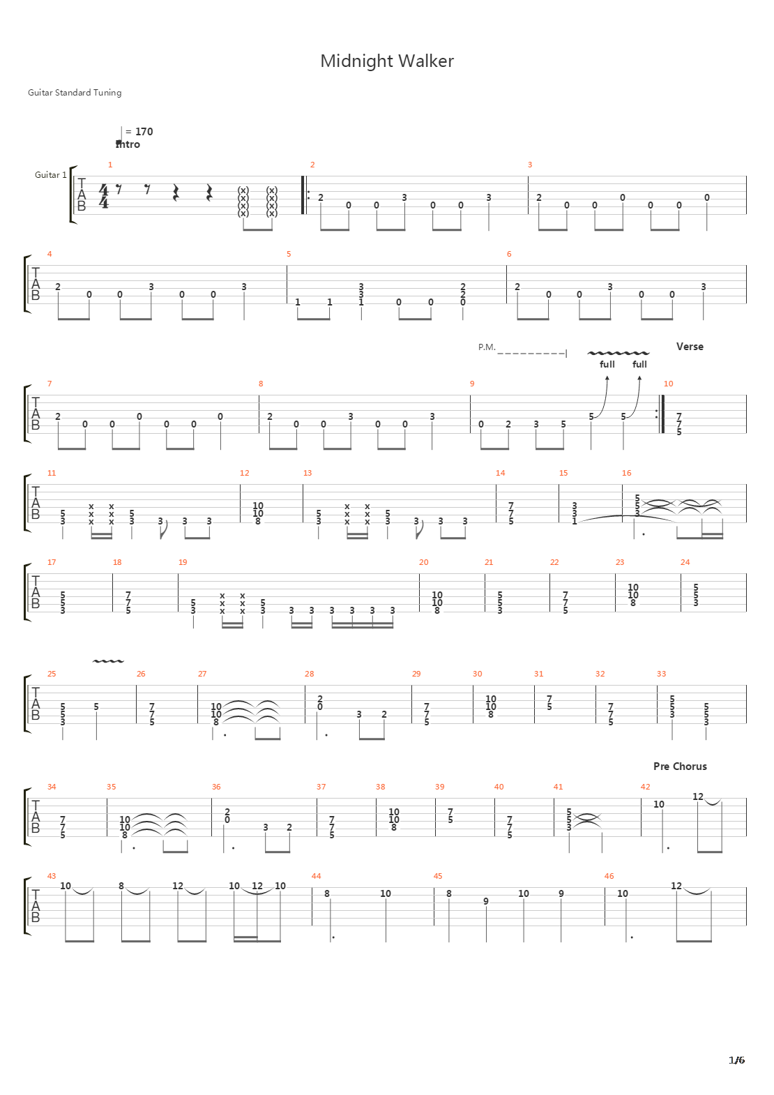 Midnight Walker吉他谱