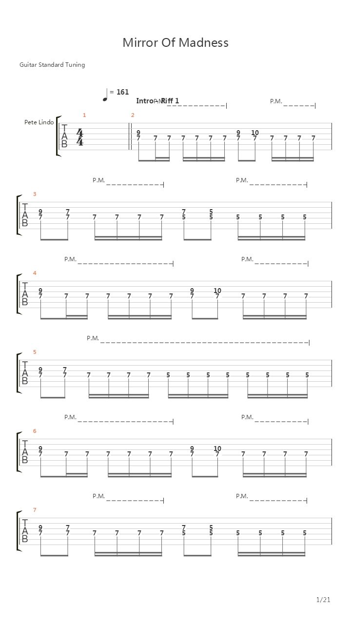 Mirror Of Madness吉他谱