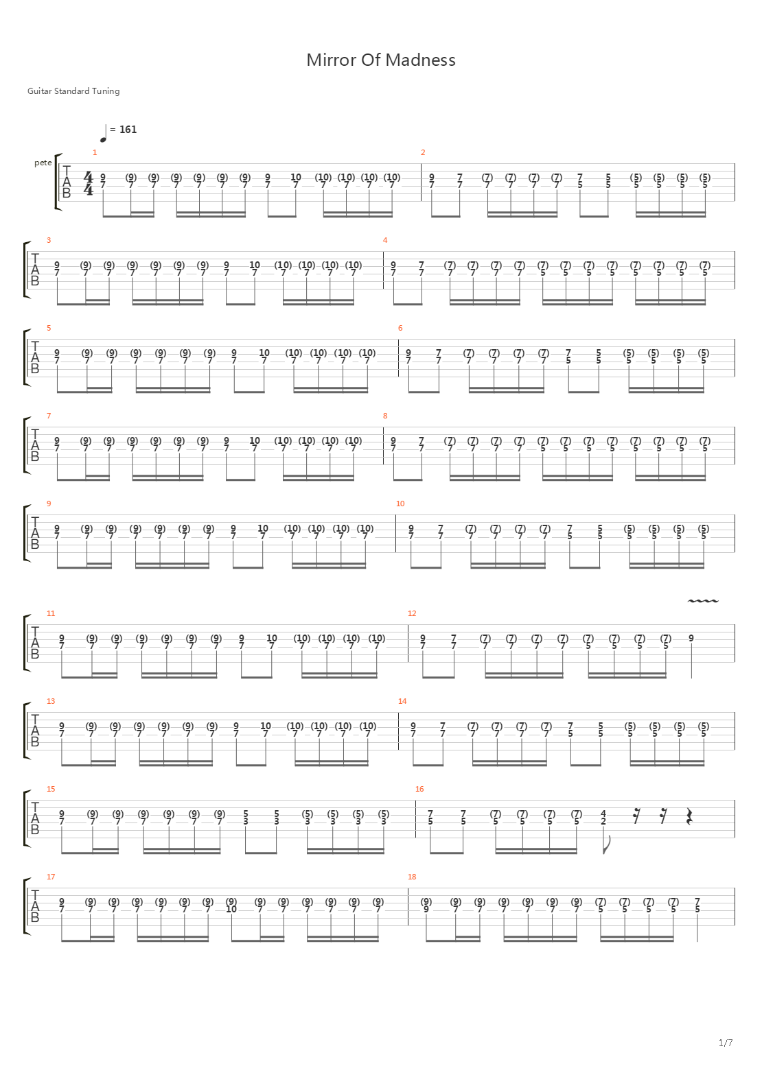 Mirror Of Madness吉他谱