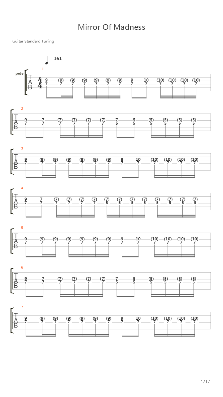 Mirror Of Madness吉他谱