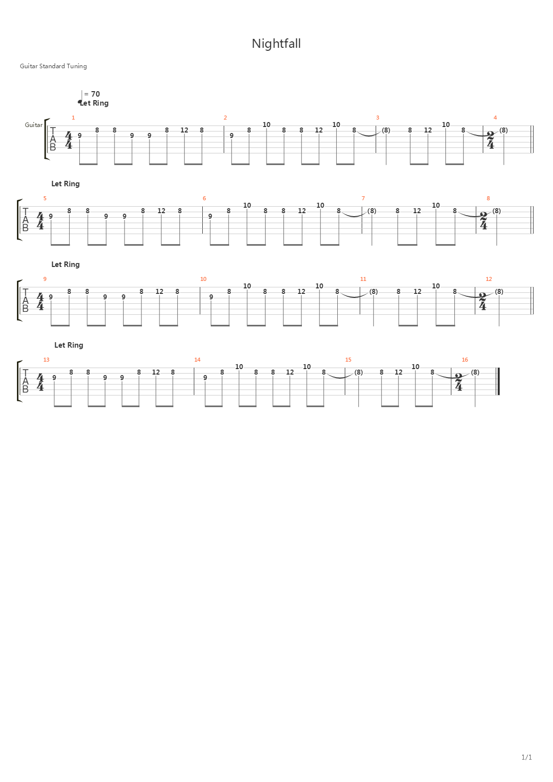 Nightfall吉他谱