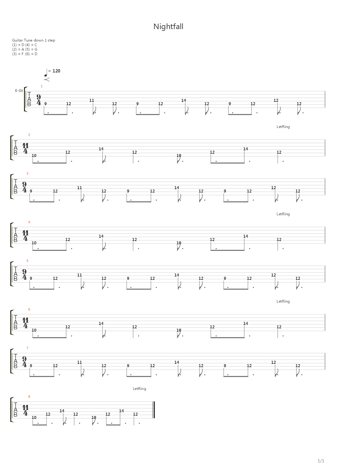 Nightfall吉他谱