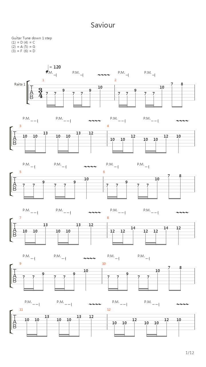 Saviour吉他谱