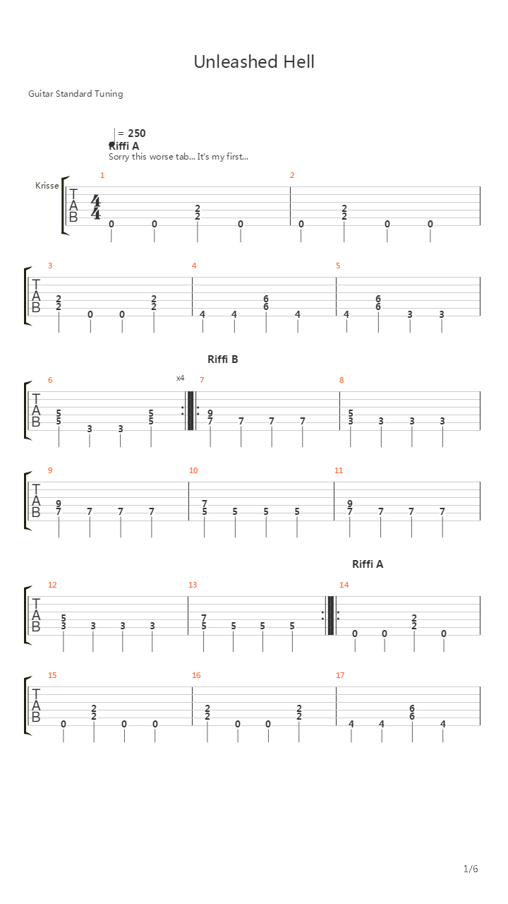 Unleashed Hell吉他谱