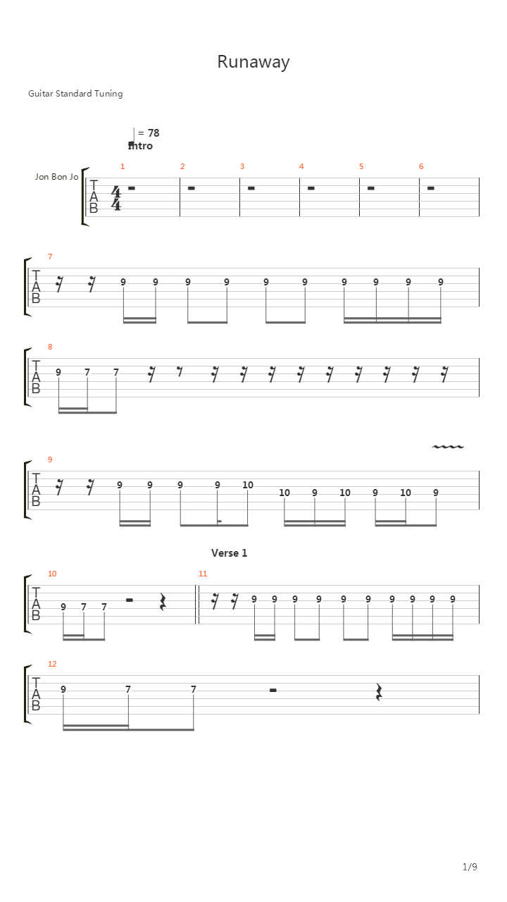 Runaway吉他谱